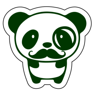 Mr. Panda Moustache Sticker (Dark Green)